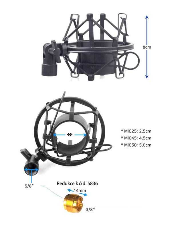 Elementrix držák pro mikrofón odpružený 50mm