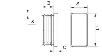 Záslepka, krytka, zátka 50x25 1,0-3,0mm Obdélníková plastová záslepka