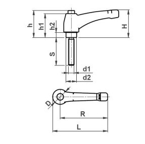 Klička M12x50 přestavitelná páčka, šroub  83
