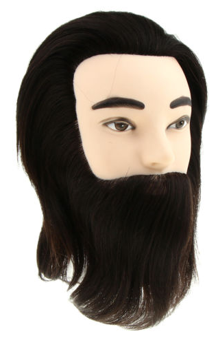 Elementrix cvičná hlava pánská černá pro kadeřníky umělé vlákno