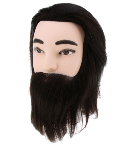 Elementrix cvičná hlava pánská černá pro kadeřníky 100% lidský vlas