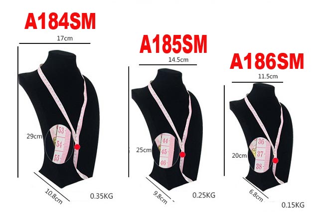 Stojan, stojánek, dekolt na šperky výška 25cm samet