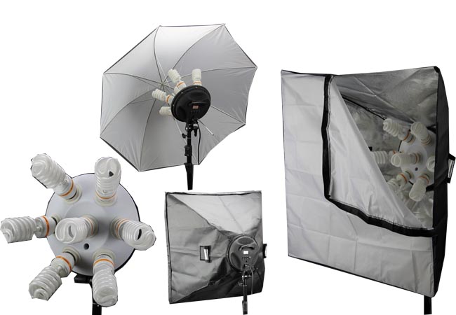 Softbox s lampou pro 7 žárovek 80x80cm