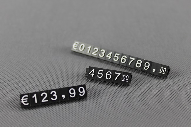 Plastové cenovky bílý prolis  6x9mm 1x řada  EURO  