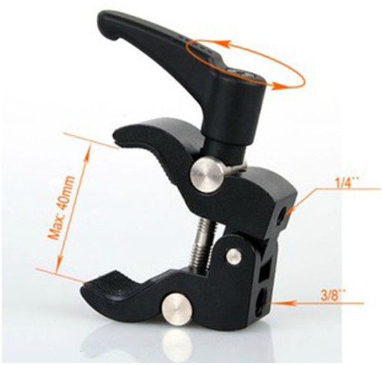 Video svěrka se závity 1/4" a 3/8" s kličkou 