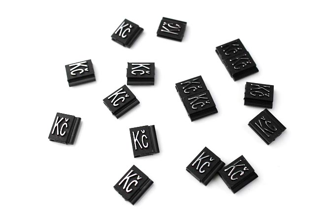 Plastové 3D cenovky náhradní znak Kč stříbrné  