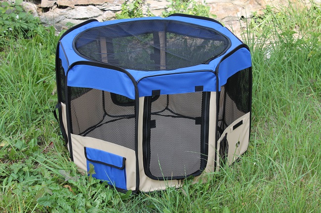 Klec pro psa, látková přepravka, výběh, modrá