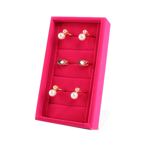 Stojánek na prstýnky, růžový samet 