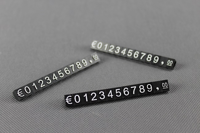 Plastové cenovky bílý prolis  6x9mm 1x řada  EURO  