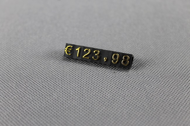 Plastové cenovky zlatý prolis 6x9mm 1x řada EURO