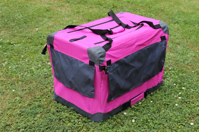 Klec pro psa, přepravní klec, látková přepravka, M růžová 3016  