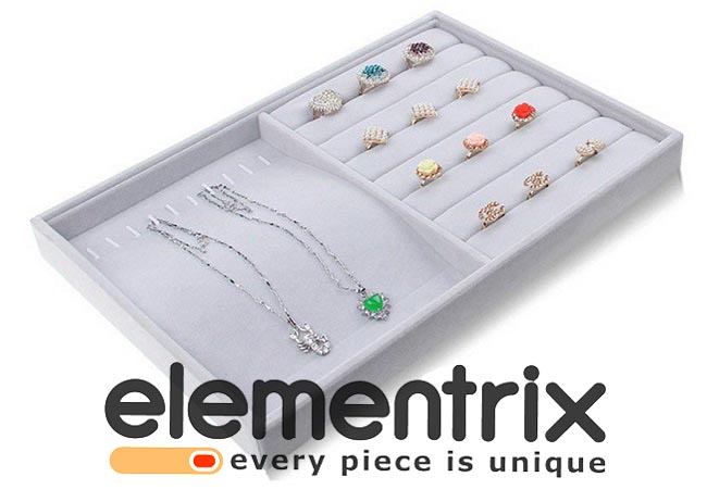 Plato na uložení, vystavení šperků  PT14 šedý samet  