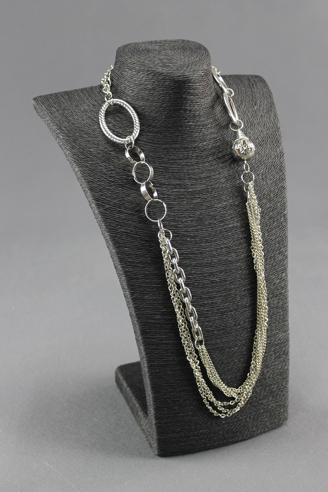 Dekolt, stojánek, stojan na šperky provázkový 36cm černý  