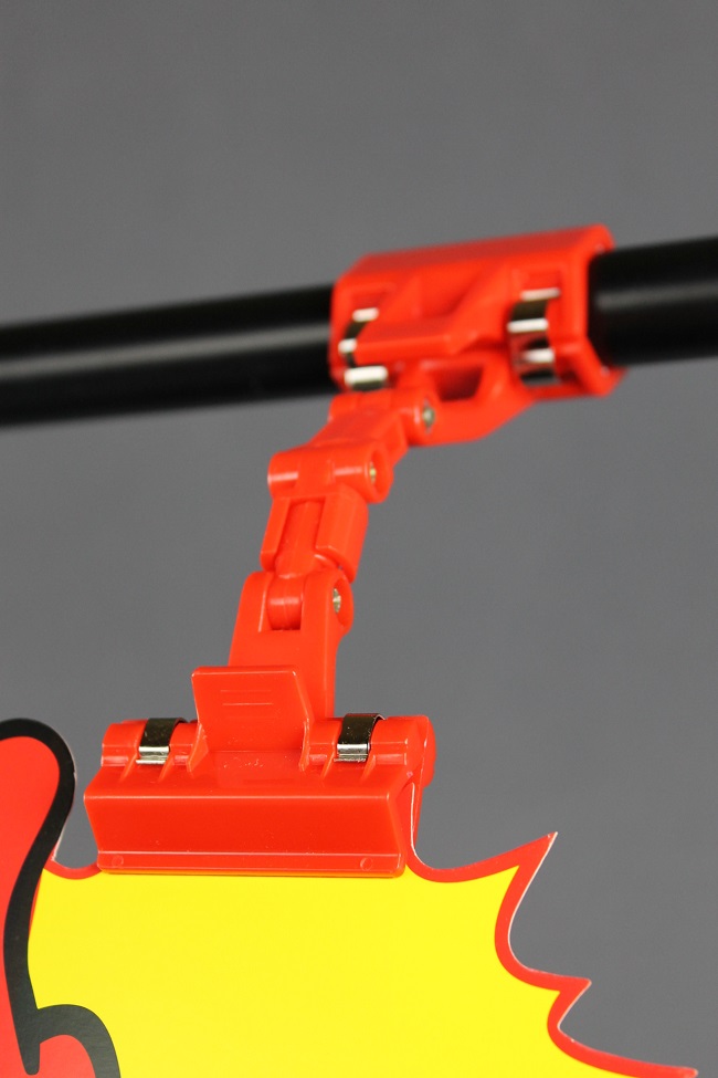 Memo clip, držák na cenovky kloubový červený  