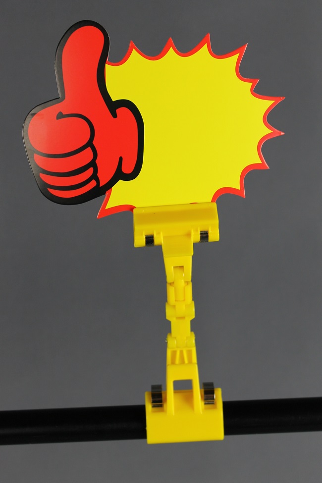 Memo clip, držák na cenovky kloubový žlutý  