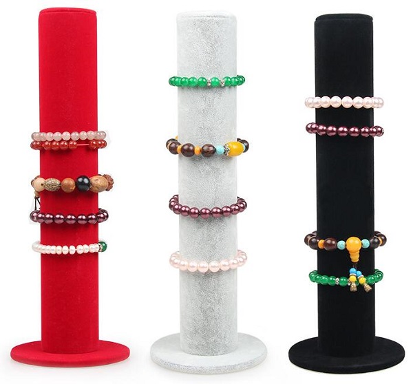 Stojánek, stojan, dekolt na náramky šedý sloup