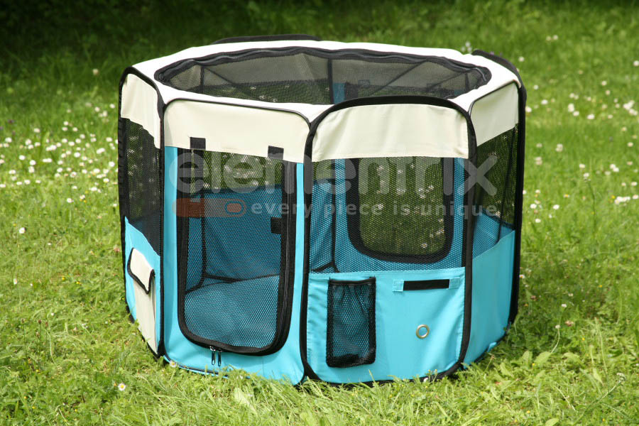 Klec pro psa, látková přepravka, výběh, vel. M světle modrá  