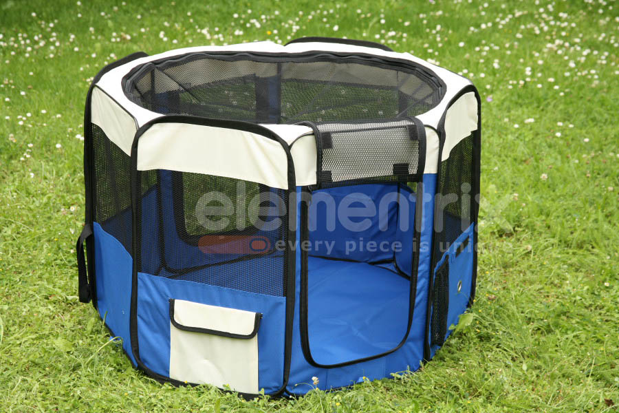 Klec pro psa, látková přepravka, výběh, vel. L, tmavě modrá  