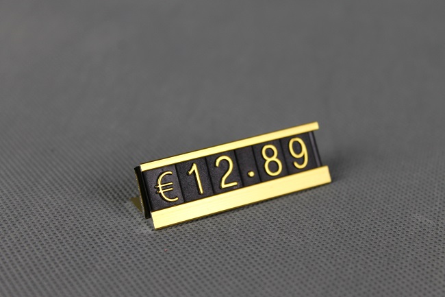 Plastové 3D cenovky náhradní znak tečka zlatá  