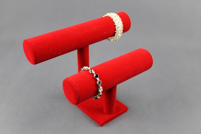 Stojánek, stojan, dekolt na náramky 2 patrový červený  