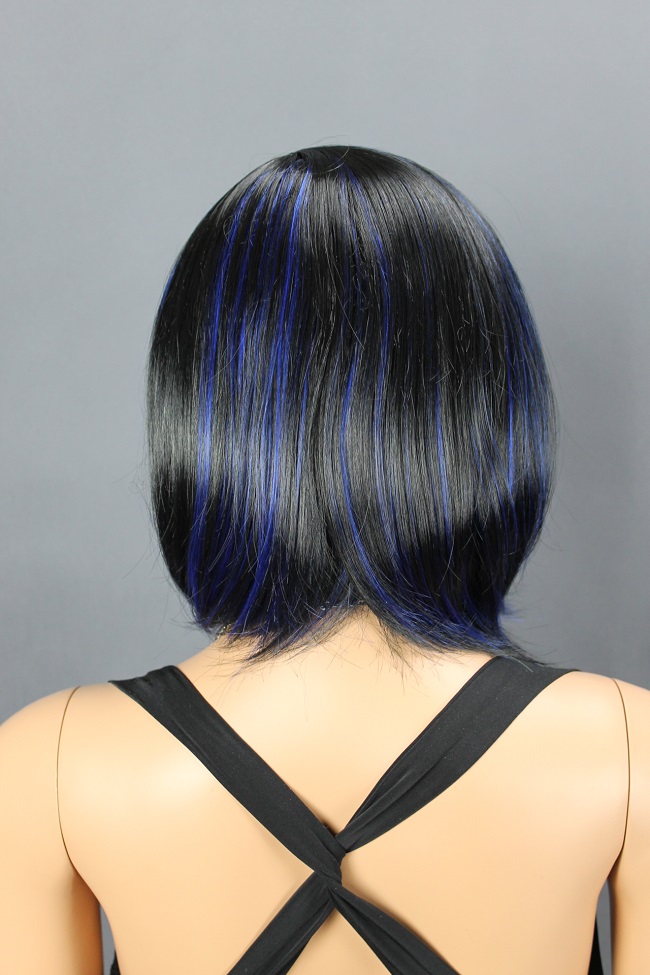 Dámská paruka krátká černá, modrá 111-1HTF2517  