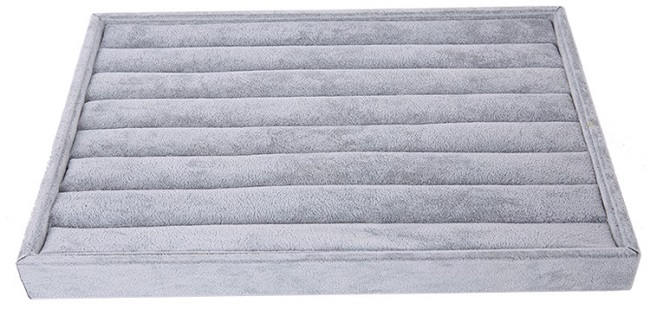 Plato na uložení, vystavení prstýnků PT12 šedý samet  