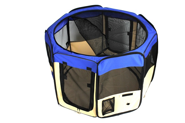 Klec pro psa, látková přepravka, výběh, modrá