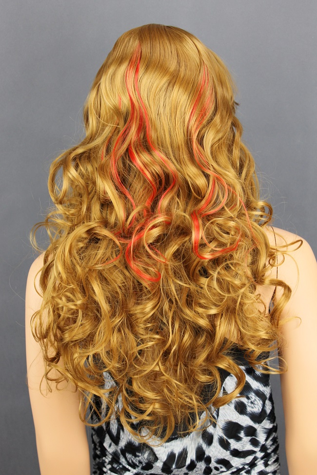 Dámská paruka dlouhá, hnědá s červeným melírem 623  