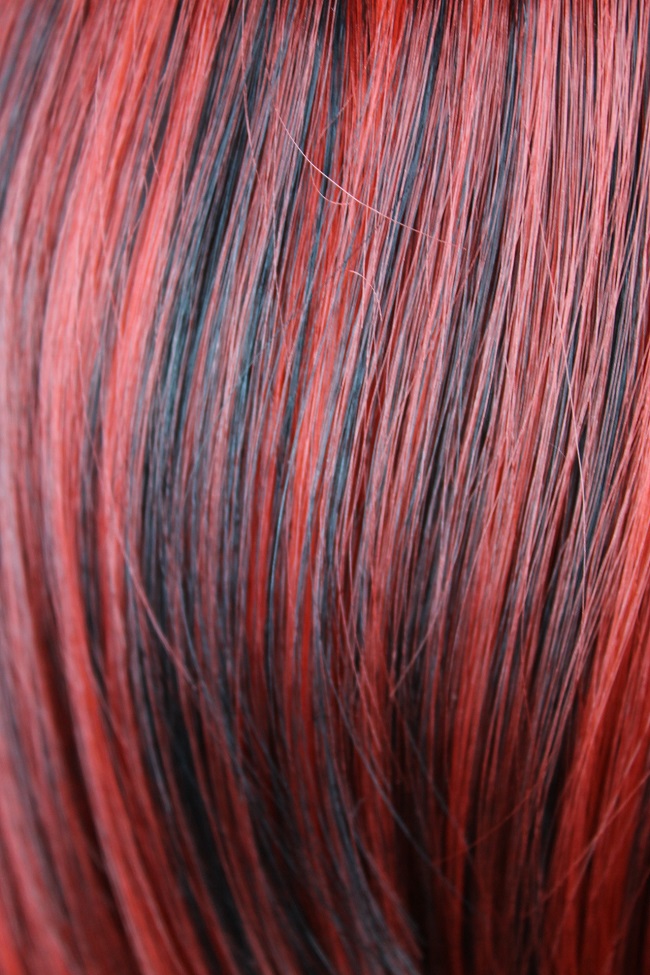 Dámská paruka krátká, černá, červená 1RED-1HRED