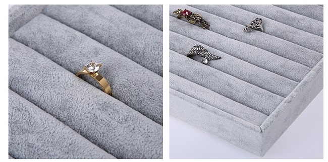 Plato na uložení, vystavení prstýnků PT12 šedý samet  