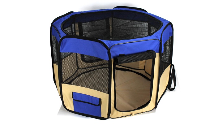 Klec pro psa, látková přepravka, výběh, modrá