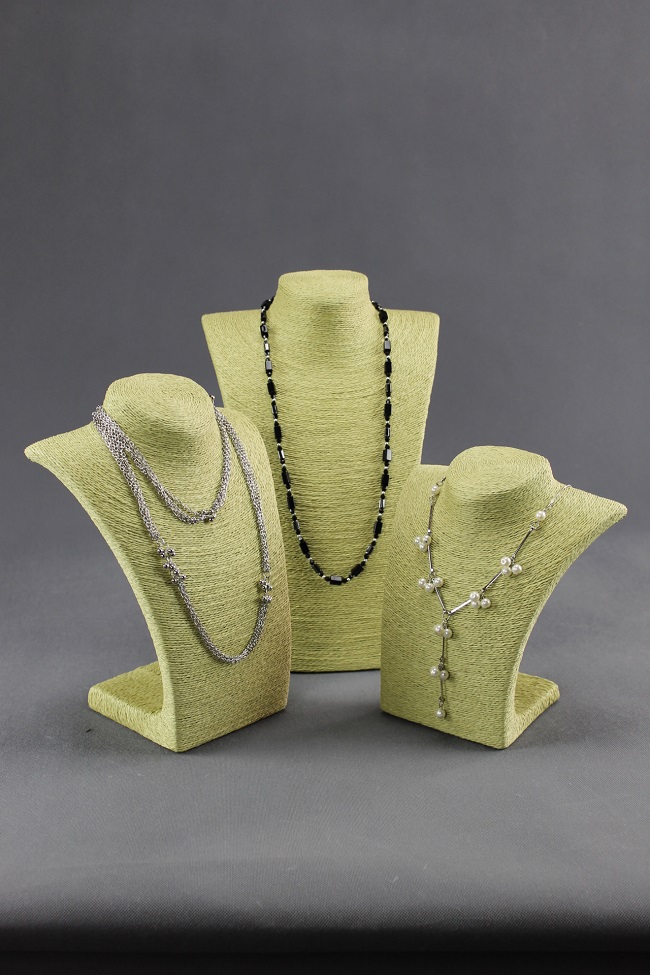 Dekolt, stojánek, stojan na šperky provázkový 28cm zelený  