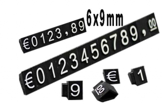 Plastové cenovky bílý prolis 6x9mm 1x řada EURO