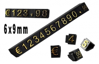 Plastové cenovky zlatý prolis 6x9mm 1x řada EURO