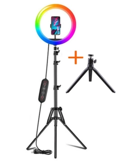 RGB Prstencová lampa, kruhové světlo ring led light set 26cm , 2x stativ